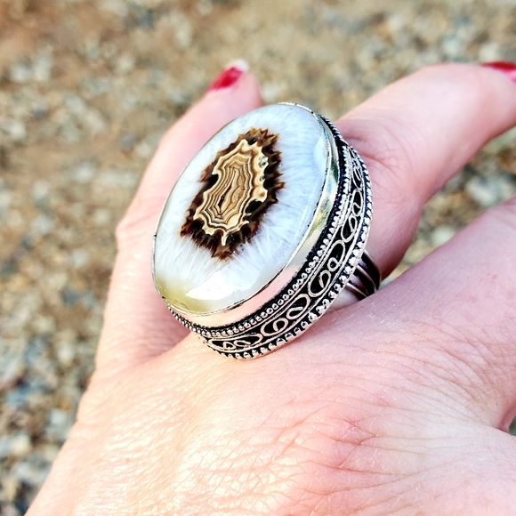 New Oversized Solar Agate 925 Silver Statement Ring. - Picture 13 of 15